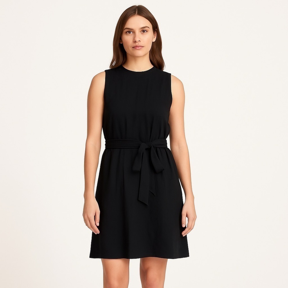 Tanya Taylor black sleeveless belted mini dress